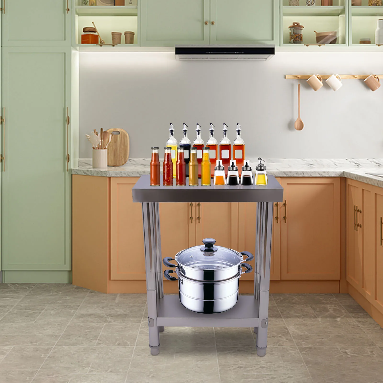 Stainless Steel Table for Prep & Work Commercial Heavy Duty Food Prep Worktable with Undershelf for Restaurant, Home and Hotel