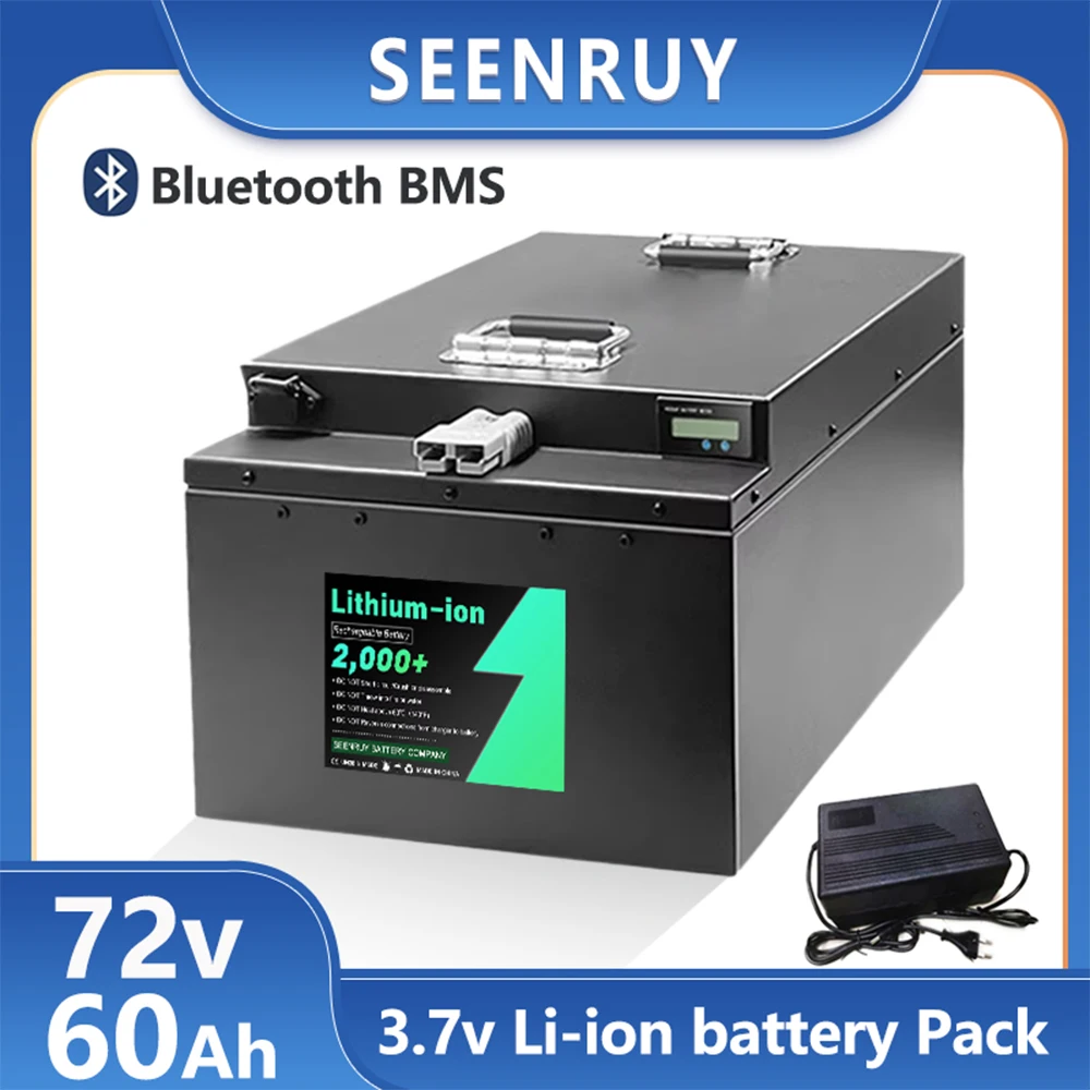 

72v 60Ah Lifepo4 Battery Pack Built in BMS Optional Bluetooth for electric Tricycle sightseeing car with 10A Charger