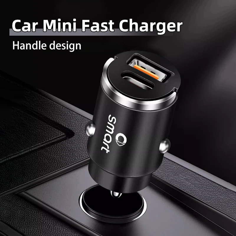 Car Cigarette Lighter Charger QC3.0 USB Type C Phone Fast Charging For Smart Fortwo 451 450 453 Forfour EQ Cabrio Crossblade