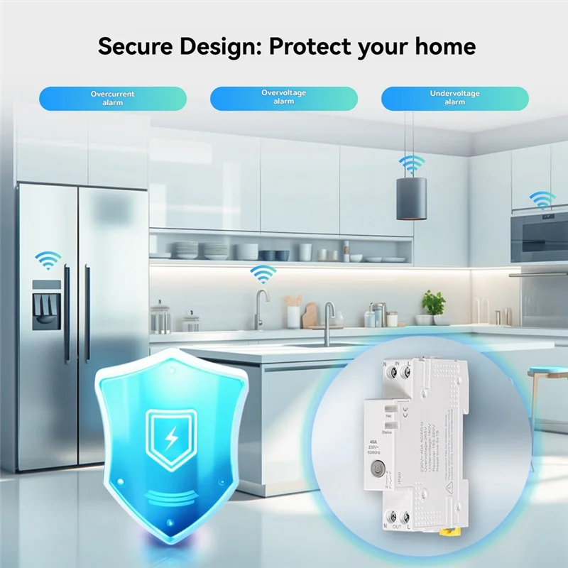 ABMF-Tuya Wifi Smart Circuit Breaker 40A Electricity Monitor V0 Fireproof Retardant APP Control Compatible Withalexa