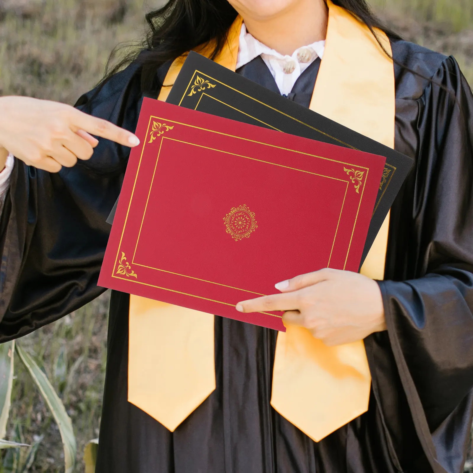 

2Pcs Certificate Protective Cover Heavy Duty Paper Award Cover for Diplomas Documents Ceremony Presentation Folder Organizer