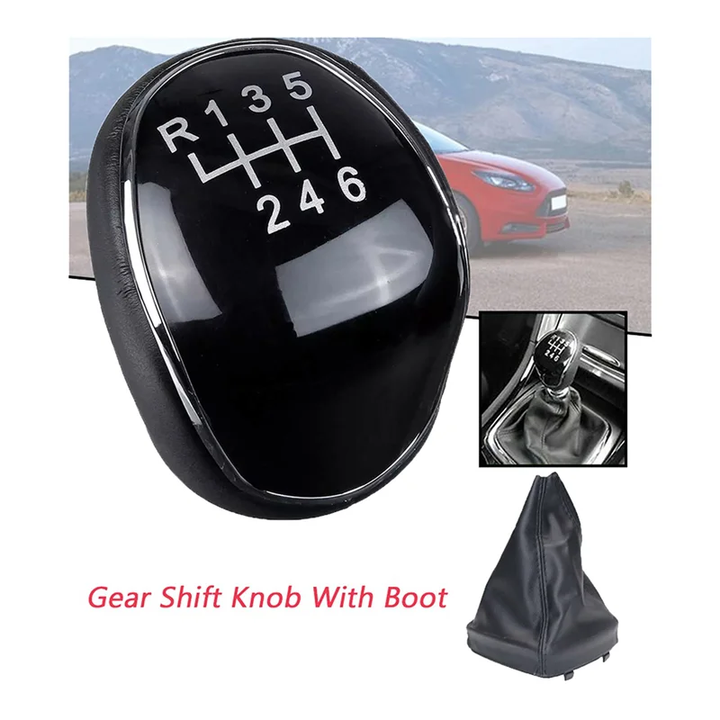 

2X 6 Speed Leather Gear Shift Knob Shift Lever Gaitor Boot Cover For Ford Mondeo Mk4 (2007-2014)-AS55