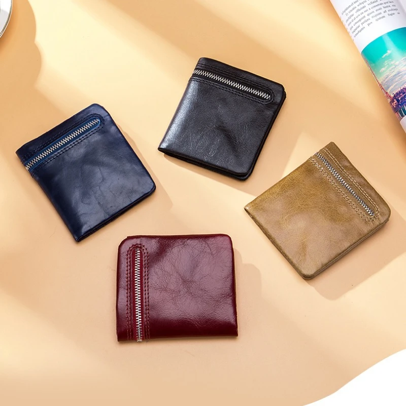 2025 محفظة صغيرة للرجال والنساء جلد طبيعي رقيقة جدا محفظة جلدية ناعمة قصيرة سستة عملة جيب Billetera Hombre Cartera #1