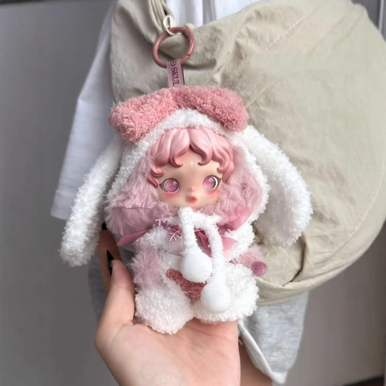 

For SKULLPANDA Doll Pink White Big Rabbit Ear Clothes for Skull Panda/Labubu 3.0 Doll Outfit Clothing Accessories