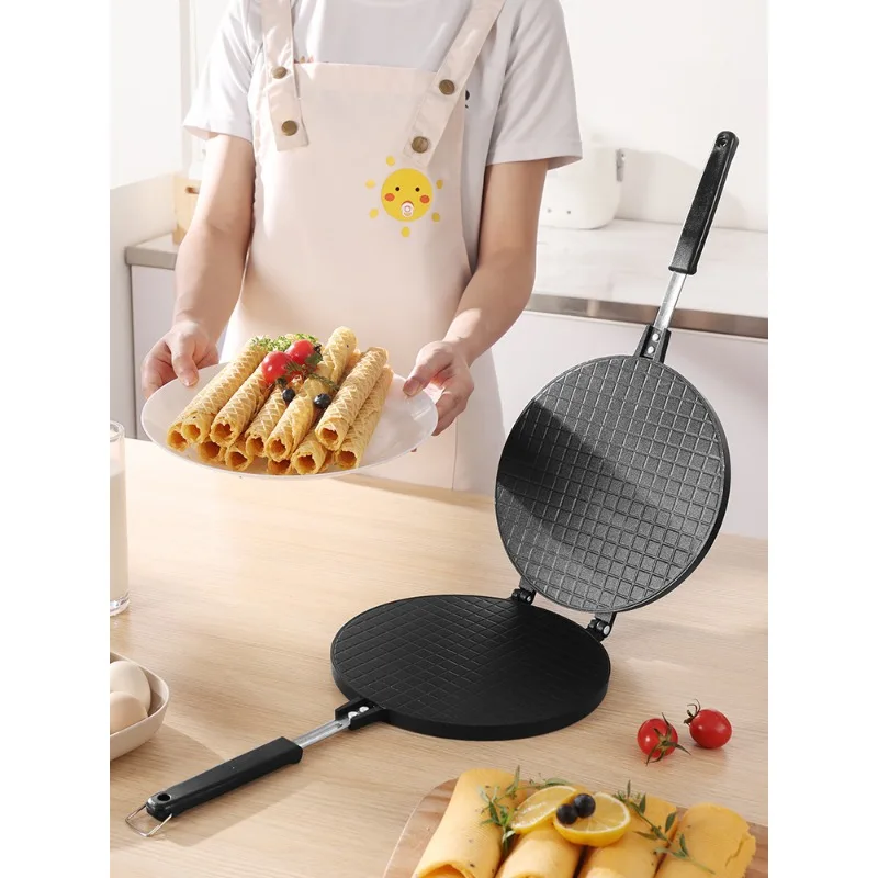 The latest cake mold egg roll pan household baking tools, gas double-sided plate biscuits making egg roll machine