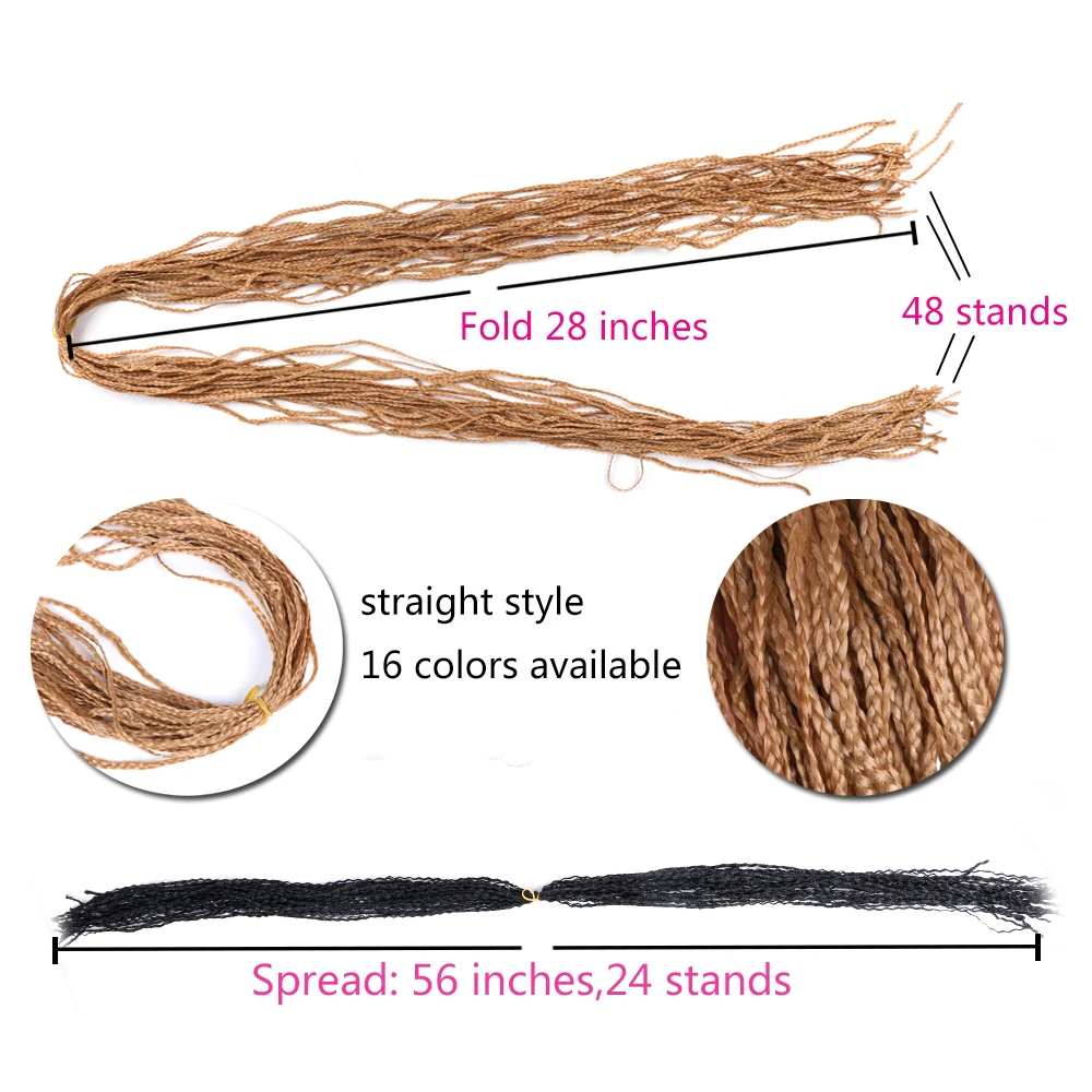 Dairess Long Straight Zizi Box trecce sintetiche Crochet Hair Extension s 28 pollici Zizi trecce estensione dei capelli per le donne