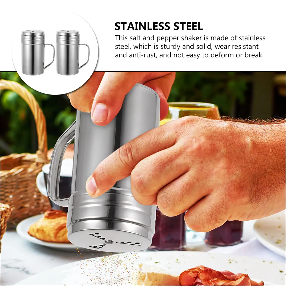 

2pcs Stainless Steel Seasoning Bottles Salt Pepper Shaker Kitchen Condiment Jar Spice Dispenser Reusable Kitchen