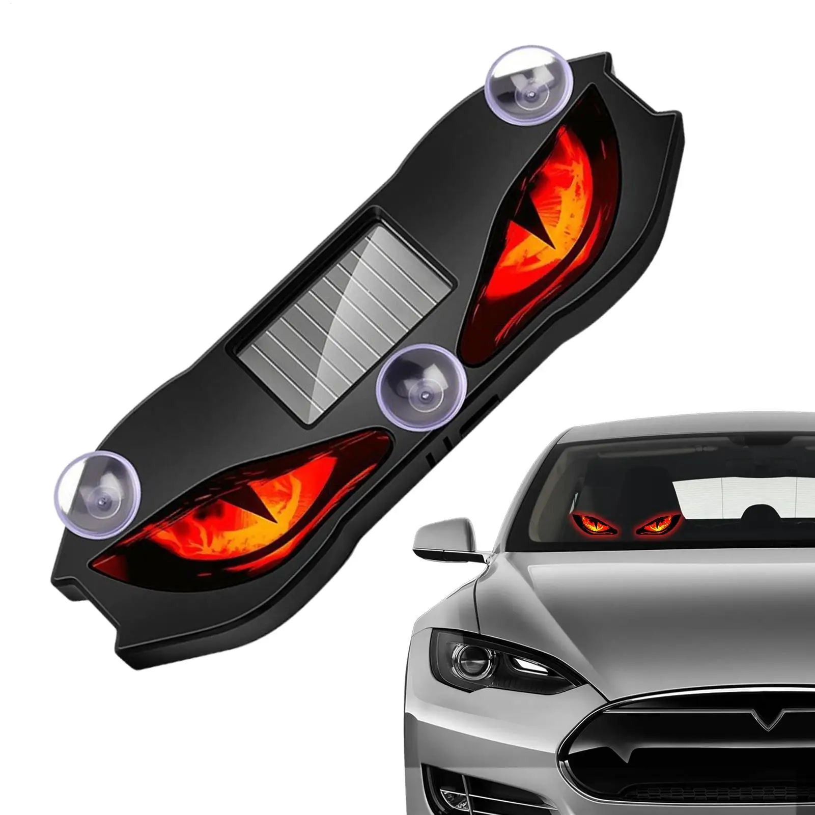 Solar D emon Eye Car Warning Light, Wireless LED Windshield Strobe Lamp With Motion Sensor, Waterproof Auto Security Flasher