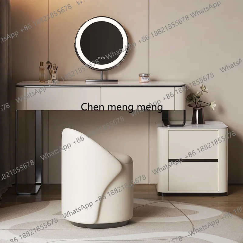 

Solid wood baking paint Makeup vanity Modern minimalist multi-functional illuminated makeup dressing table Designer Furniture