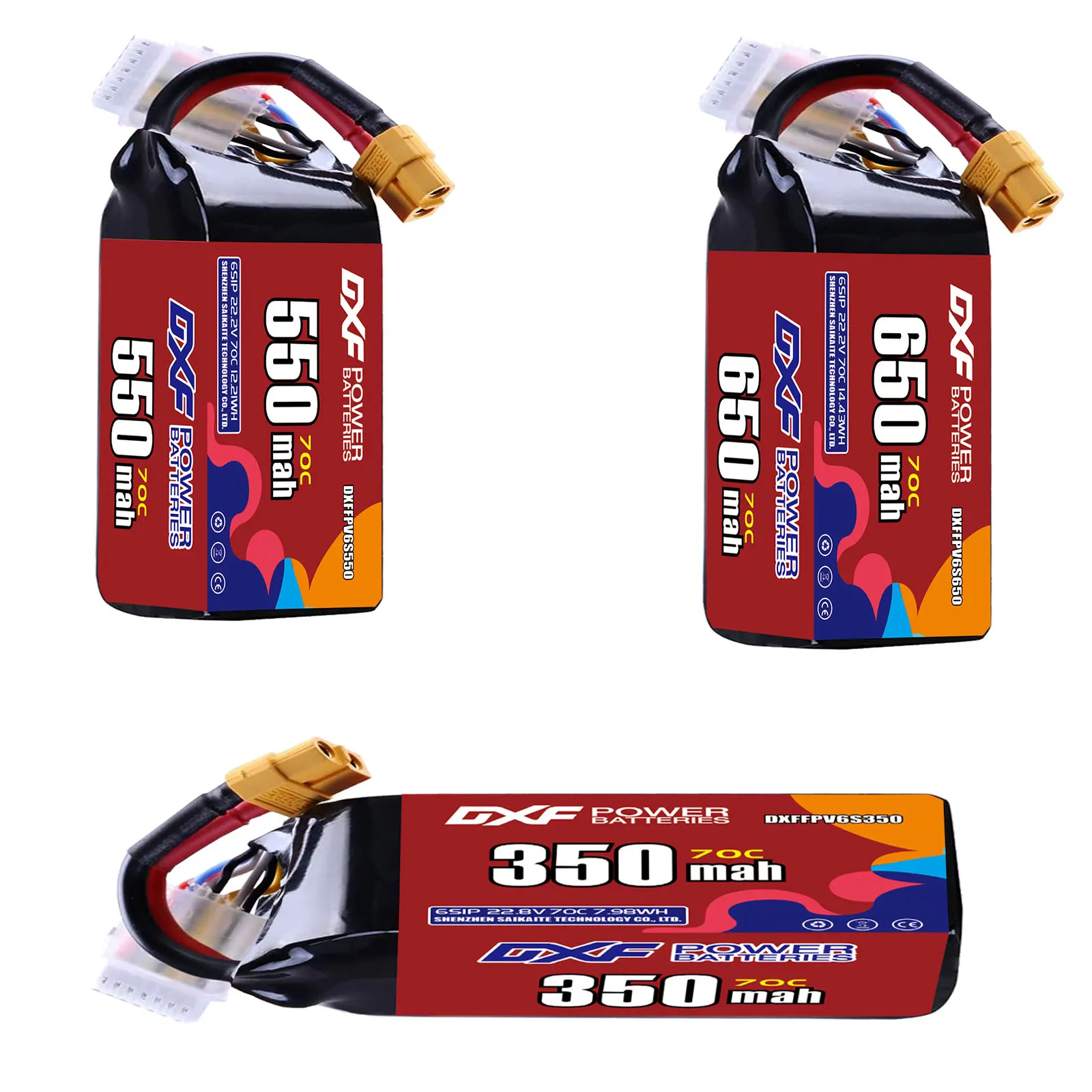 

DXF Lipo 6S Battery 22.2V 350mAh 550mAh 650mAh 70C with XT30 XT60 JST Plug Airplane Helicopter Quadcopter FPV Drone