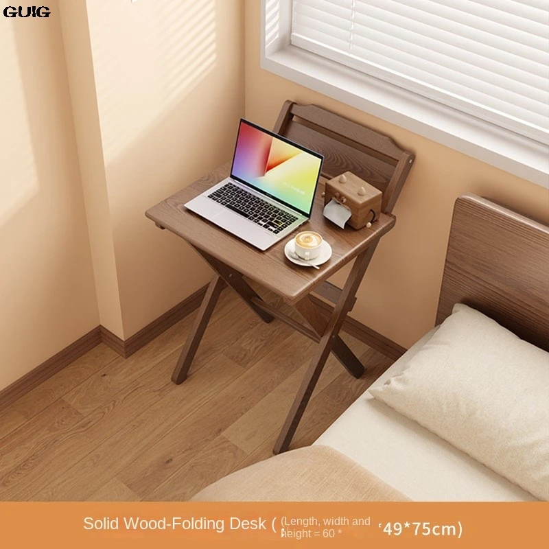 GUIG Foldable Small Desk Bedside Computer Desk Simple Household Small Solid Wood Dining Table Bedroom Folding Desk Hot New