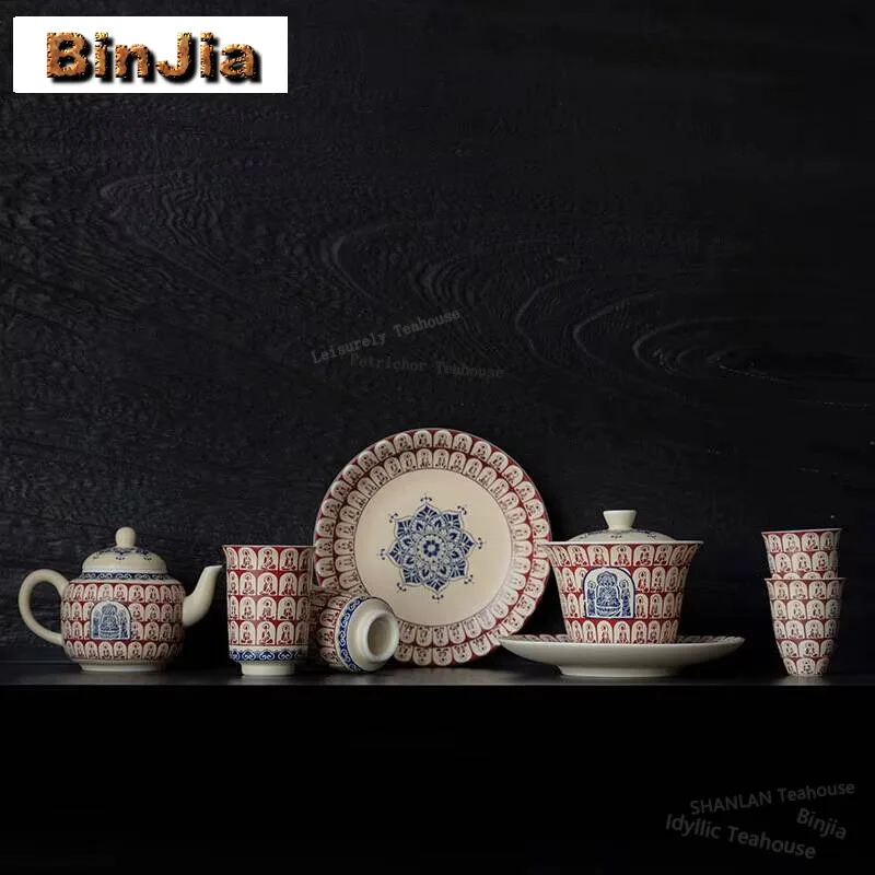 2pc/lot Thousand Buddhas Ceramic Teacup Smelling Master Cup Tasting Tea Bowl Pu'er Personal Special Mug Kung Fu Teaware 85ml