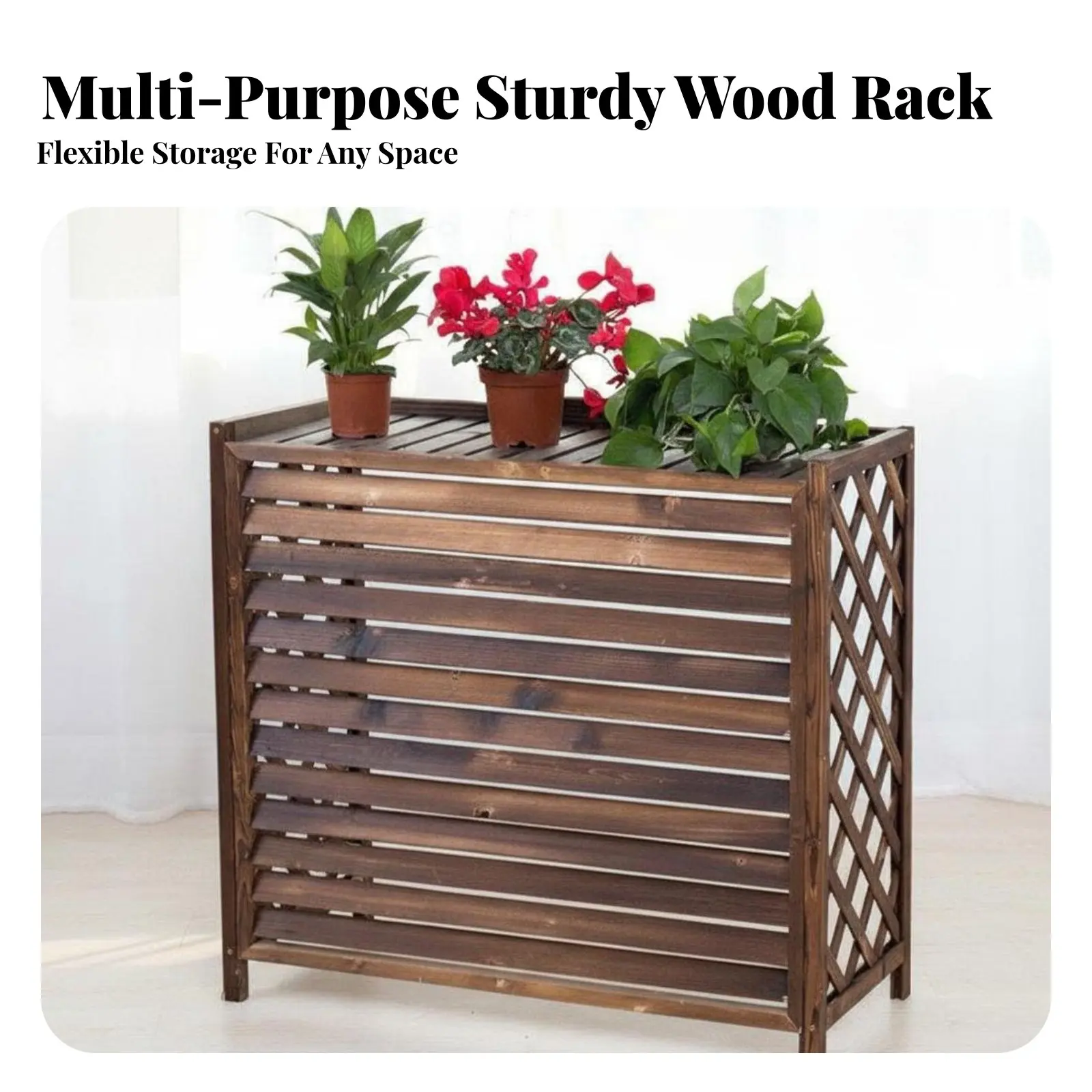 Slatted Air Cooling Appliance Hider Weather-Withstandant Appliance Screen Lattice Feature Multi-Functional Design for Homeowners