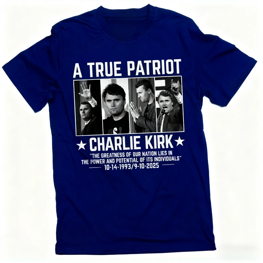 

Футболка Charlie Kirk True Patriot RIP CK Консервативная христианская футболка True Patriot Рубашка Charlie в памятье Чарли Мужчины Женщины T