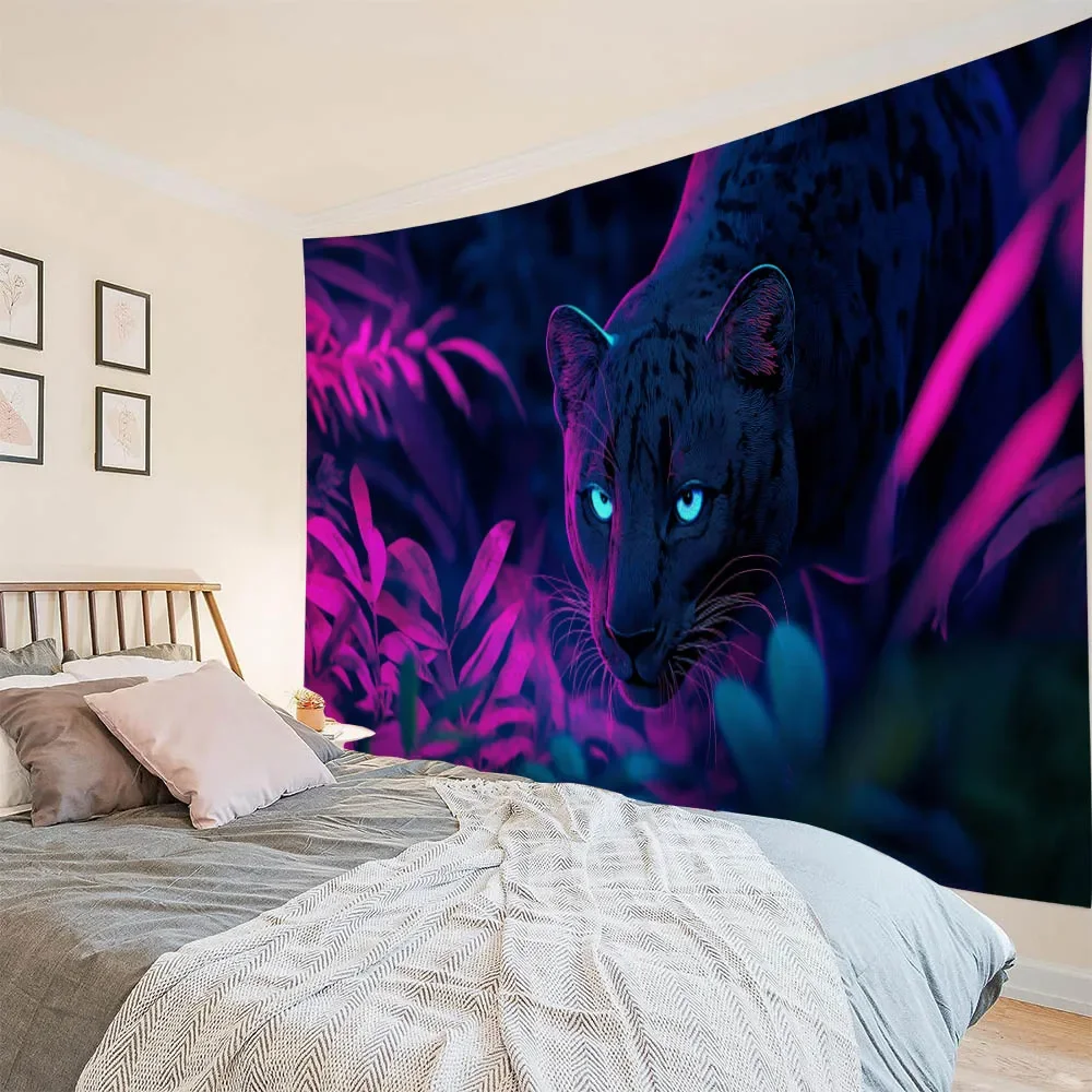 Large Leopard Jungle Tapestry Mural Decoration Tropical Adventure Psychedelic Animal Hanging Banner Indoor Decor Gift