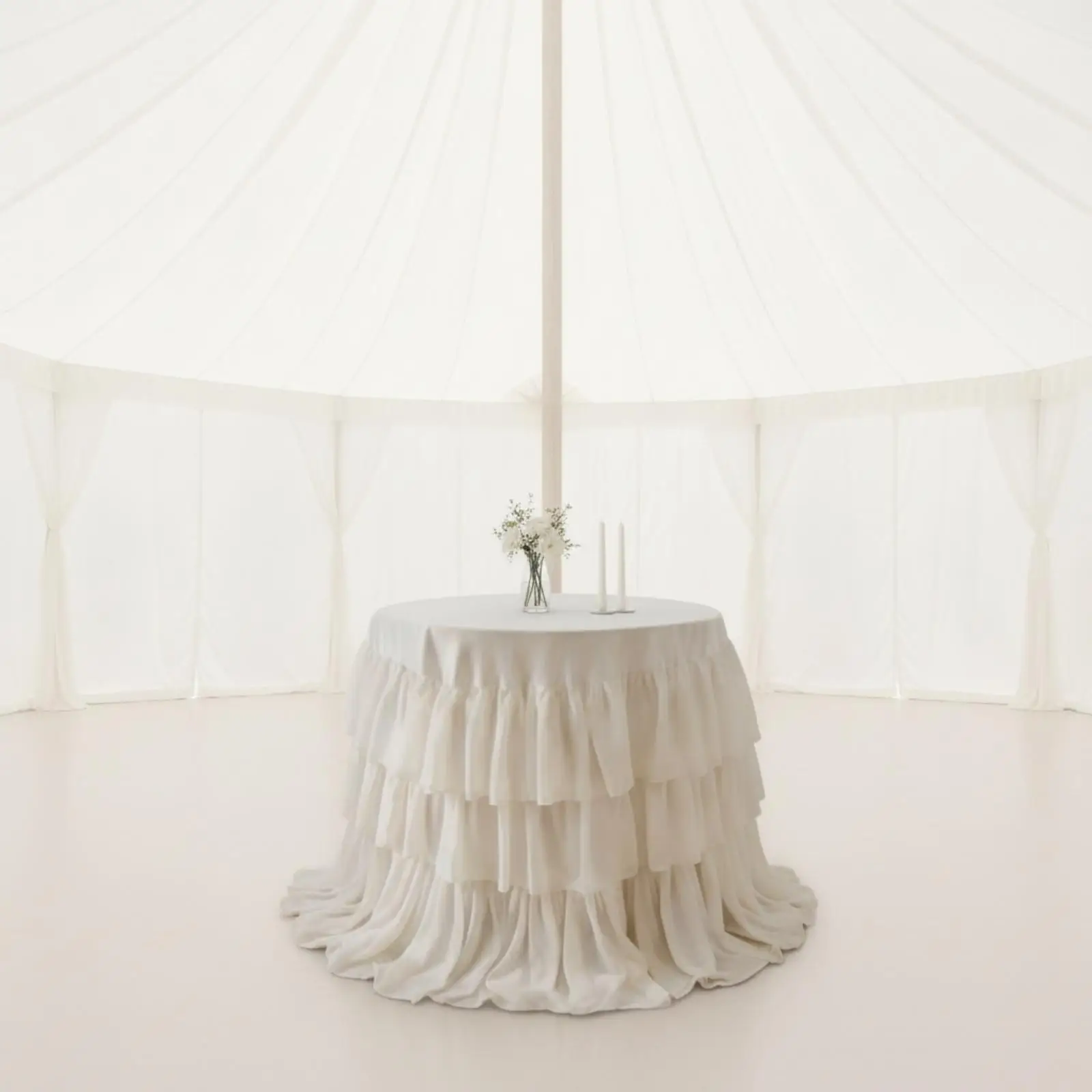 Custom Color Ruffled Table Skirt Drape for Party Table Decoration Wedding Cake Table Cover Layered Fringe Tablecloth for Banquet