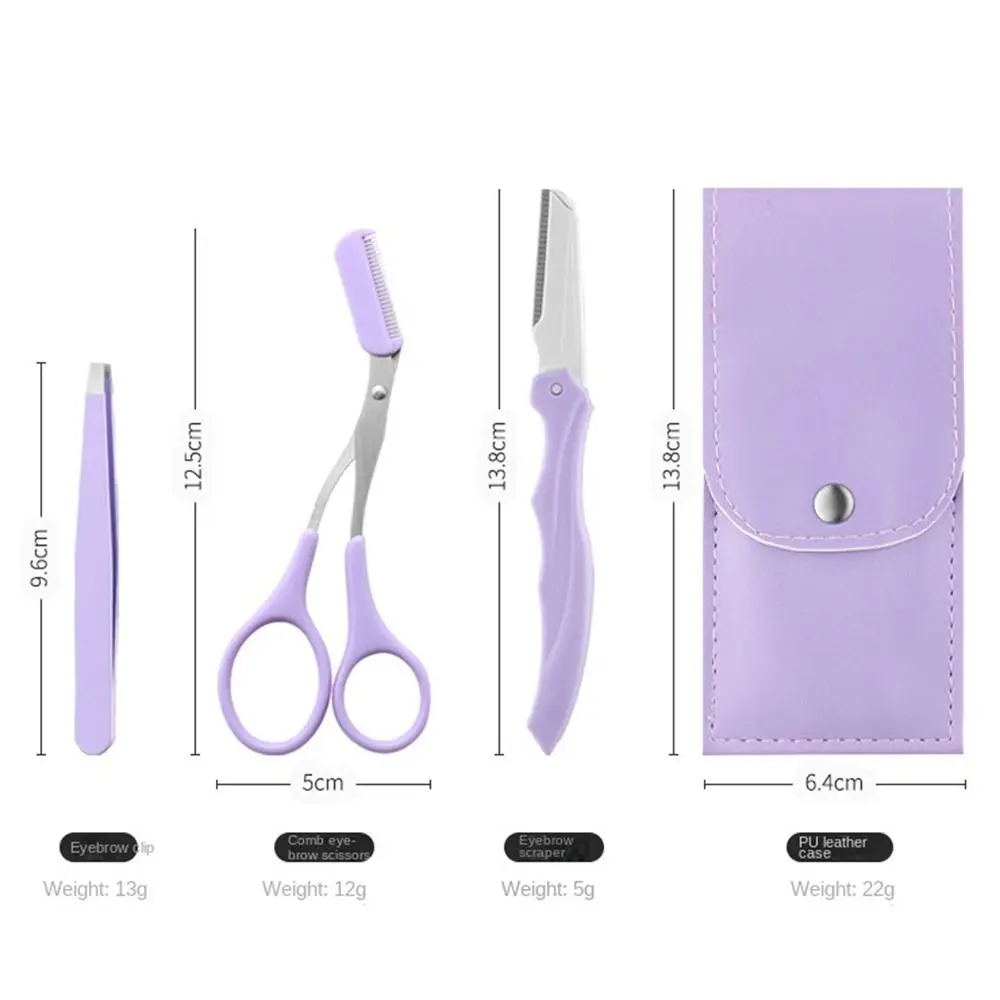 Hair Removal with PU Cover Makeup Tool Shaver Eyebrow Trimmer Set Eyebrow Tweezers Eye Brow Scissors Eyebrow Clipper Comb