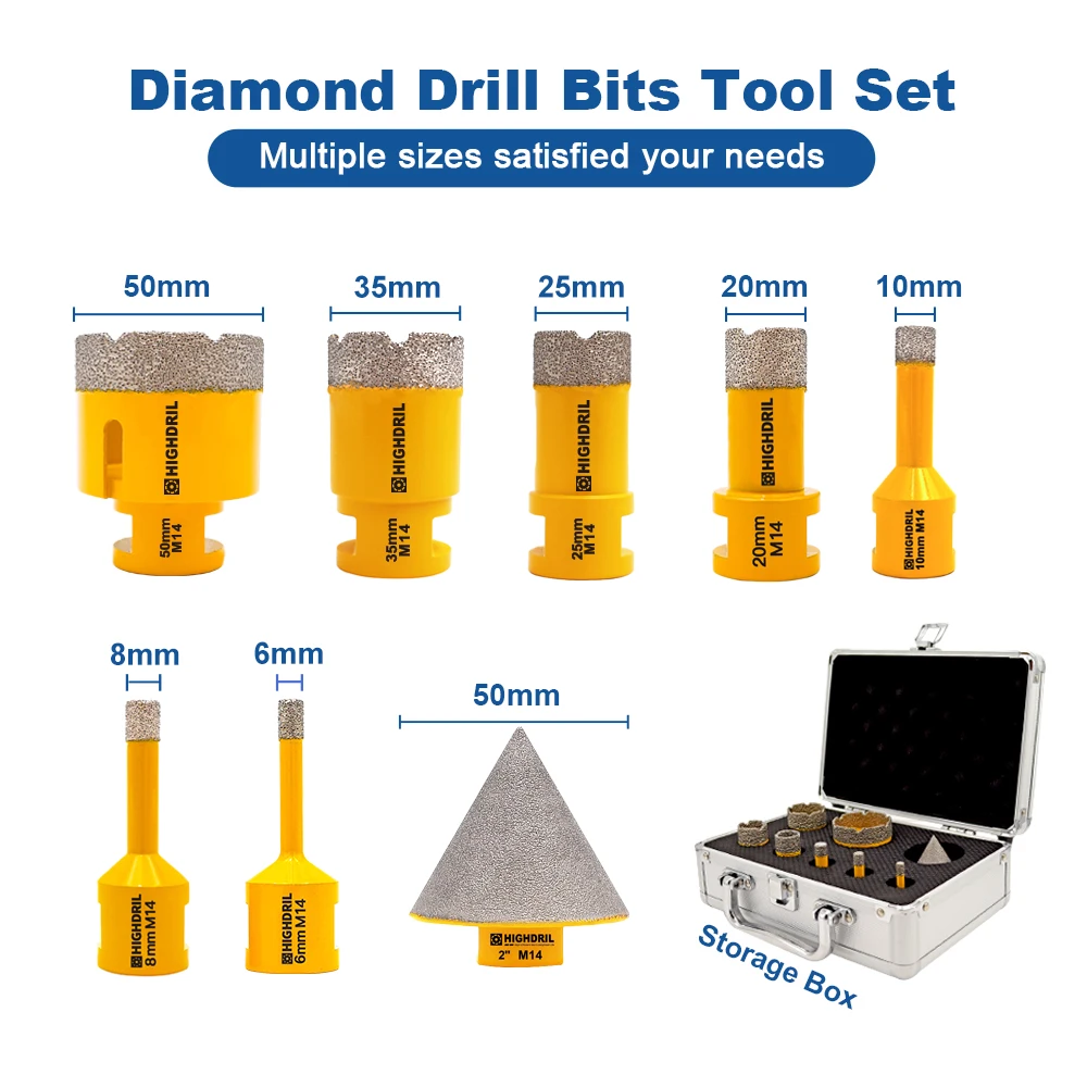 Diamond Drilling Bits 8pcs/Box 7pcs Core Bit+Chamfer Bit Hole Saw Tile Cutter For Porcelain Granite Marble Stone