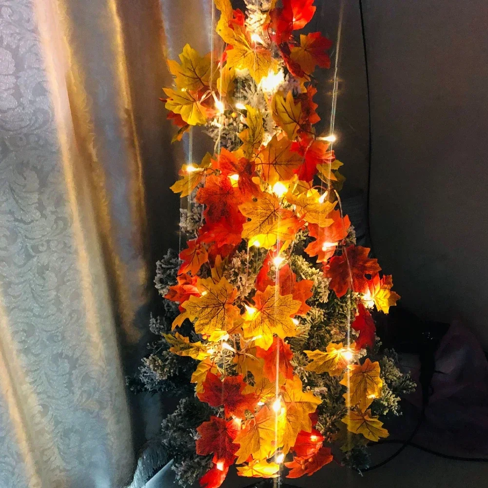 ใหม่ Maple Leaves Night ไฟฟักทอง LED Light String Fairy โคมไฟ Garland สําหรับฤดูใบไม้ร่วงงานแต่งงาน Holiday Party ตกแต่งสวน