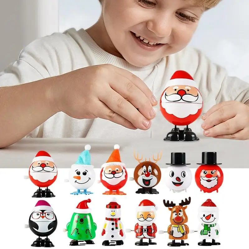 Christmas Wind Up Toys Cartoon Kids Clockwork Toys 12X Portable Children Toys Holiday Fidget Toy For Home Kindergarten Home