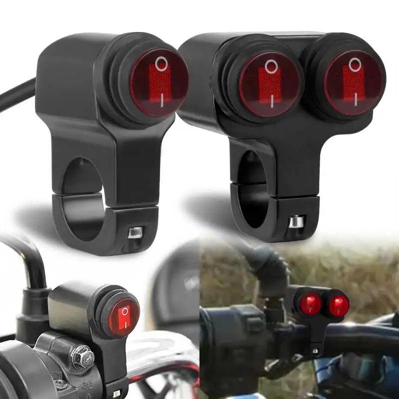 

7/8" 22mm Motorcycle Aluminum Handlebar Headlight Spotlight fog lamp ON/OFF Button Switch FOR ATV Sport Dirt Bike Waterproof