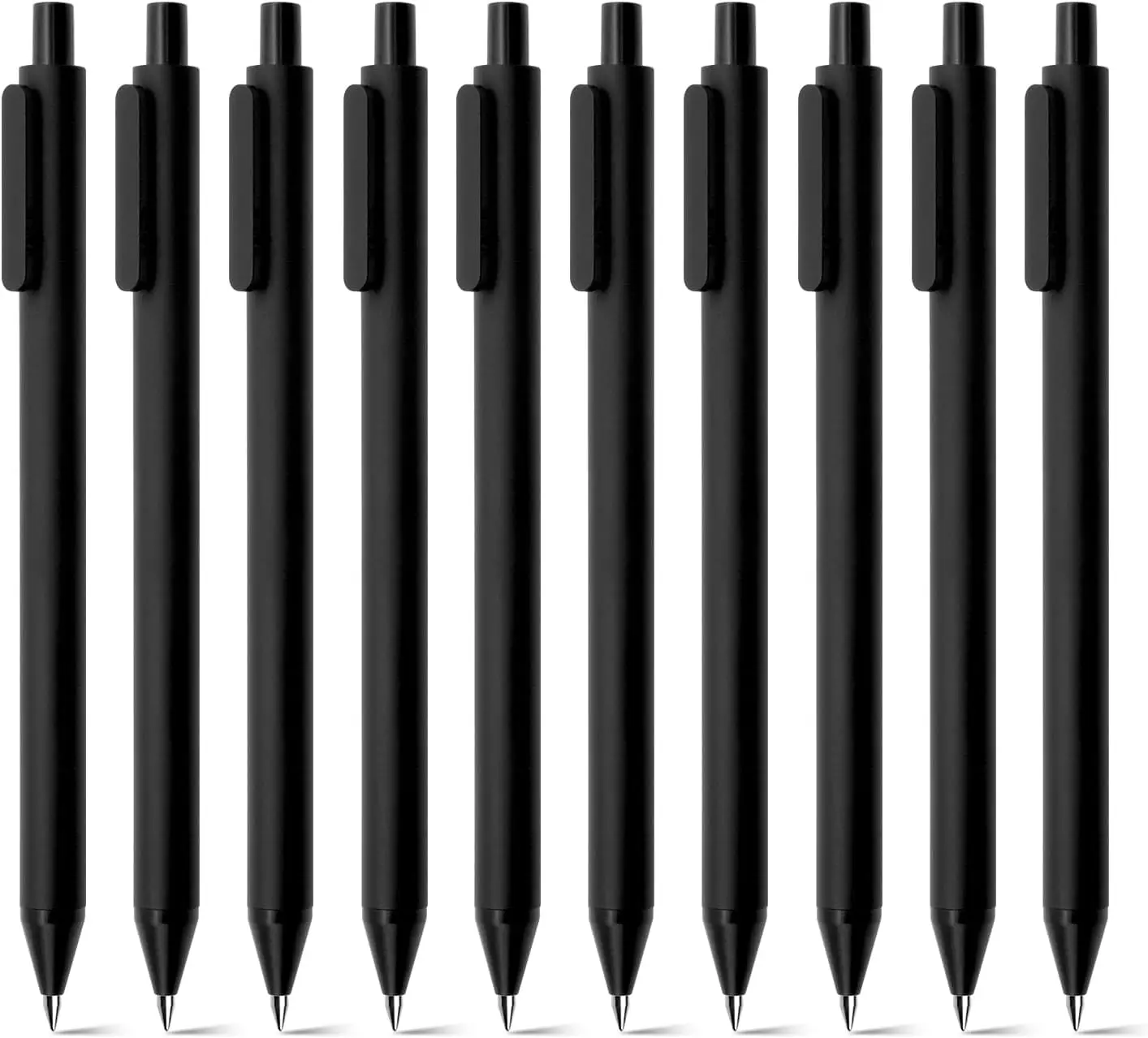 Kaco Pure Refillable Retractable Gel Pen Black Ink 0.5mm Medium Pen Tip 10 Pack Casual Quick-Drying Aesthetic Note Pen Office Su