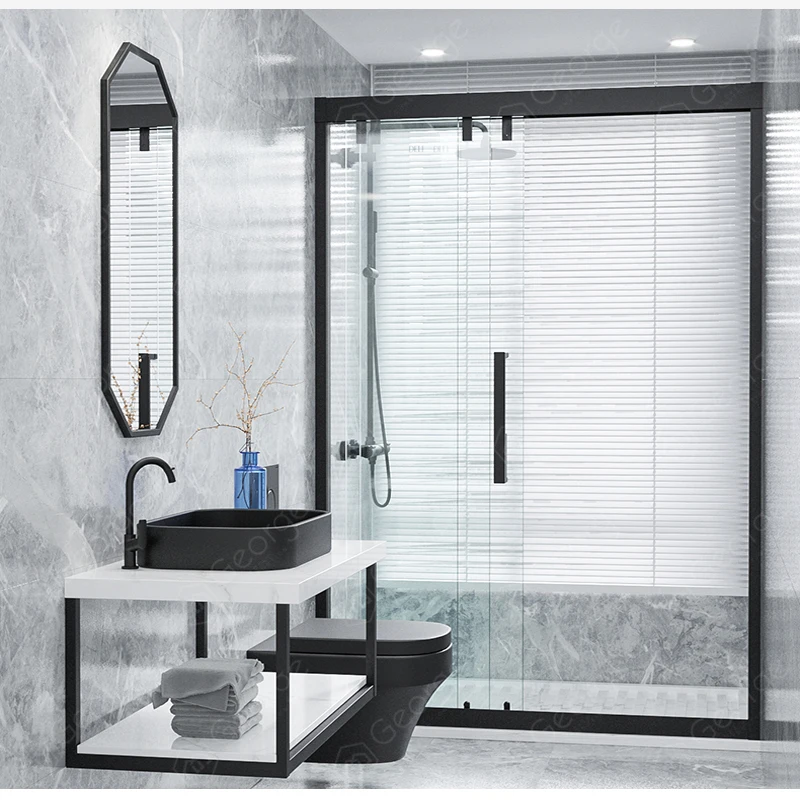 

Hotel Modern Luxury Design Shower Glass Door with Frame Tempered Glass Cubicle for Bathroom Apartment Use