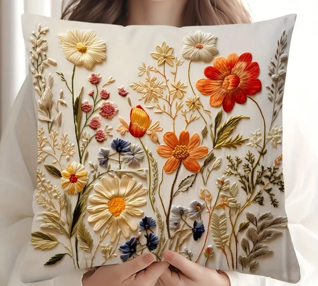 

Floral Painting cushion Covers Double-Sided Pillow Covers Zipper Square Living Room Sofa Festival Decorations Indoor Outdoor