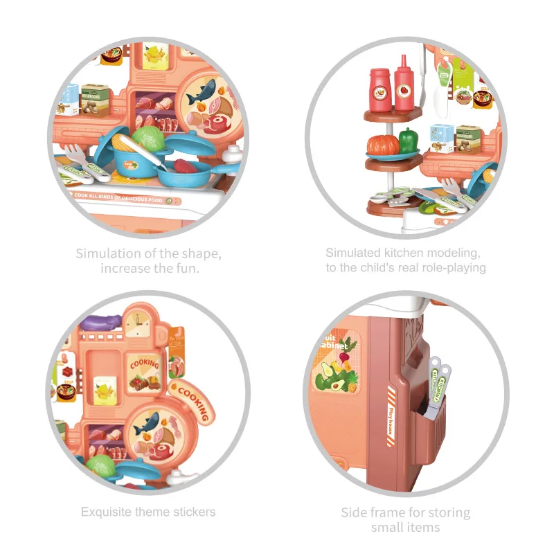 Mesa de cocina para jugar a las casitas para niños, 43 Uds., interacción entre padres e hijos, mesa de cocina de simulación interior para bebés