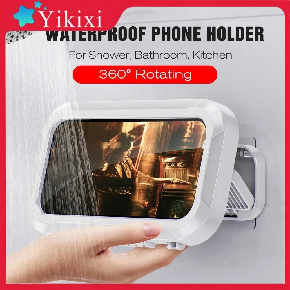 

Adjustable Waterproof Shower Phone Holder Telescoping Arm Rotation Angle Mount Holder for Bathroom Kitchen Wall Bracket Stand