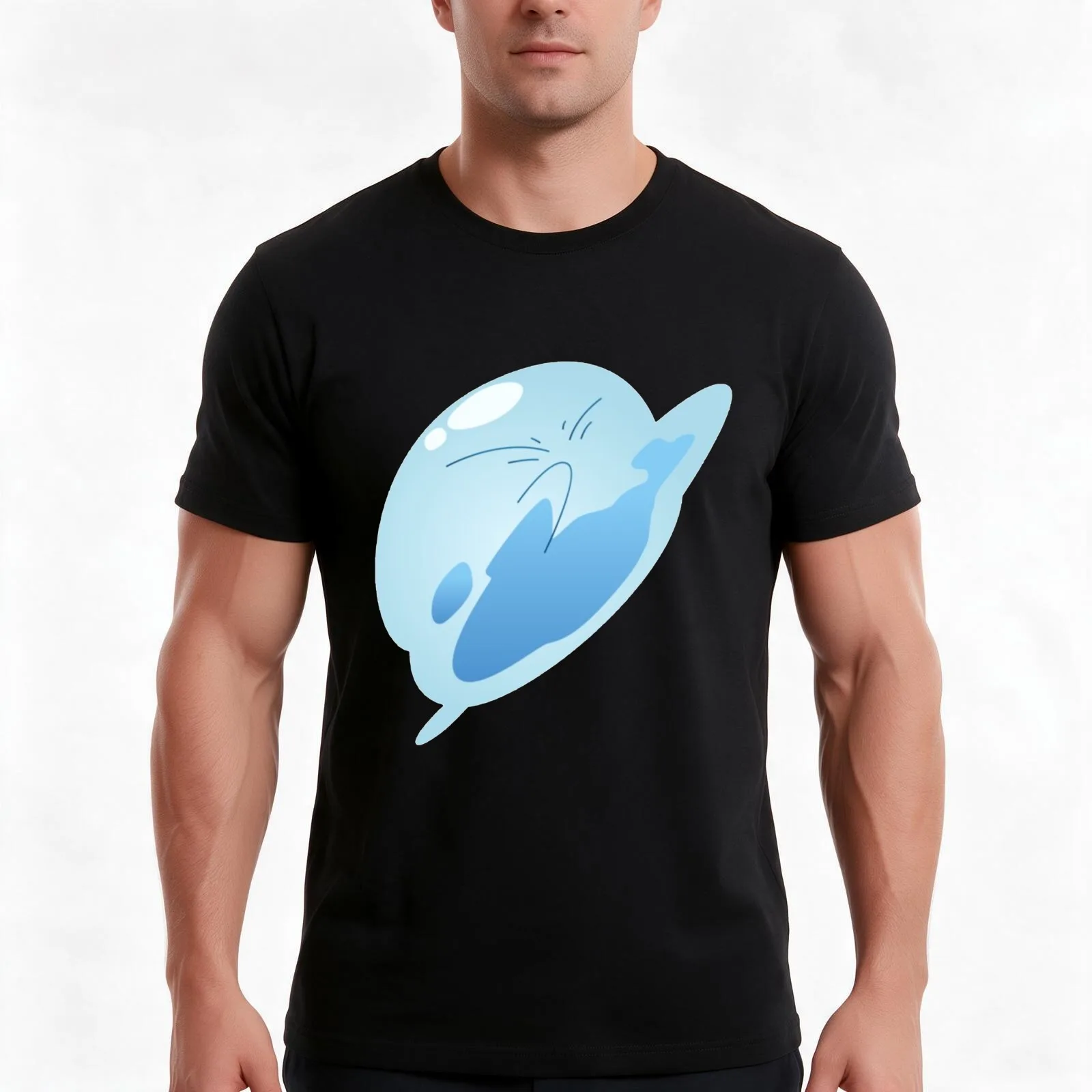 Rimuru Transform T-Shirt, Summer Casual Cotton Tee, Oversized Streetwear Tops, Vintage Graphic Print, Loose Fit Short Sleeve