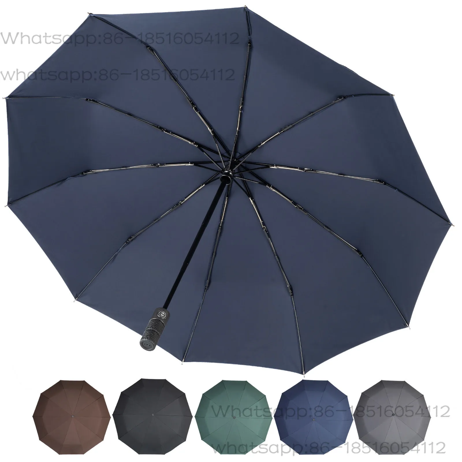 Automatic umbrella 10 fracture stack umbrella, increase windproof rainstorm unisex, light and easy to carry folding umbrella
