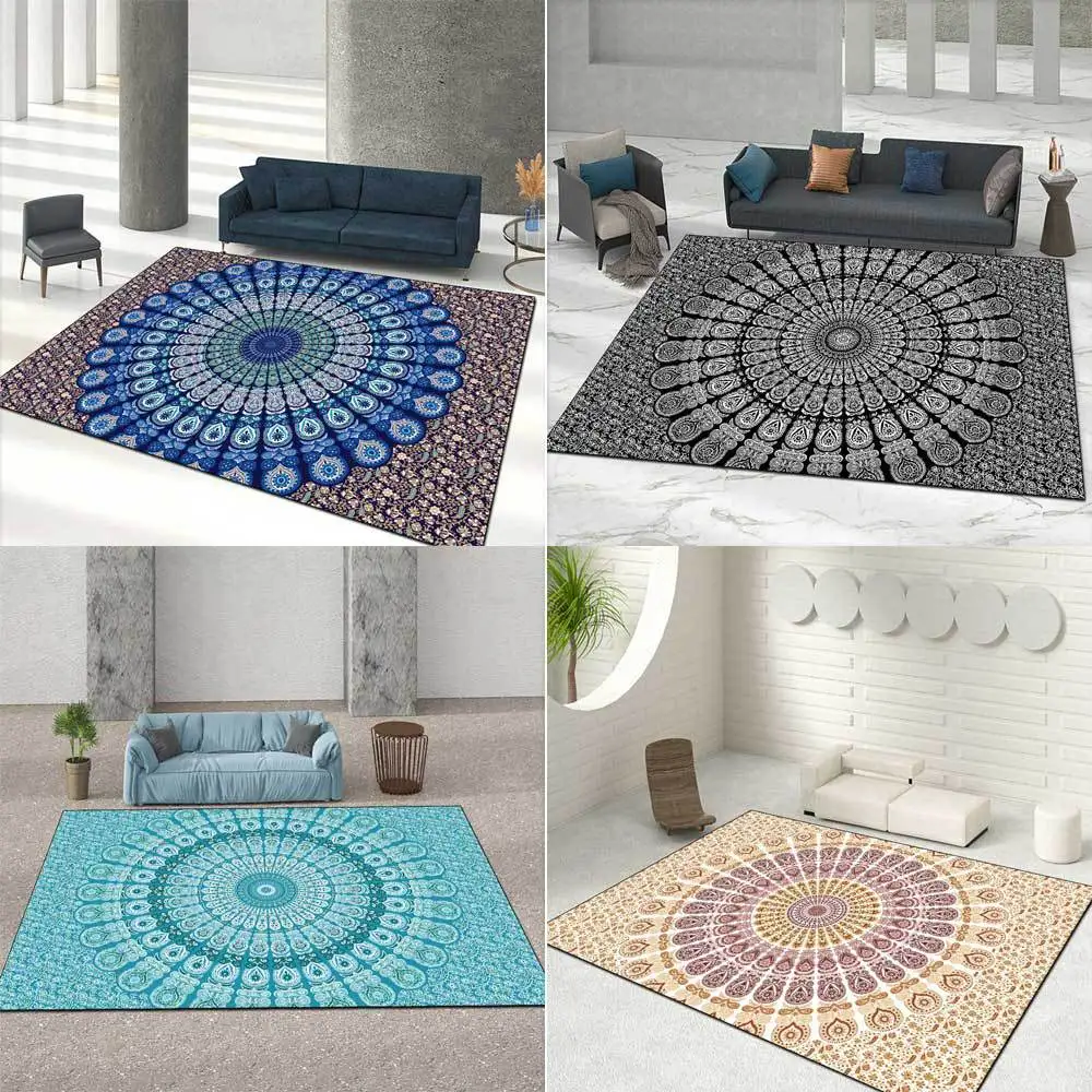 

Mandala Ethnic Style Carpet,3D Colorful Flower,Soft Flannel Large Carpets for Living Room,Hallway,Antislip Rug,Kitchen Floor Mat