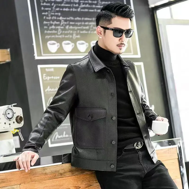 

2022 Men's Spring Autumn New Genuine Leather Jackets Men Real Sheepskin Outwear Male Bomber Motorcycle Jackets Clothes W55