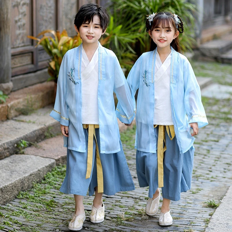 Children's Long-sleeved Three-piece Hanfu Set 2022 New Autumn Style Antique Mid-Autumn Festival Performance Clothes