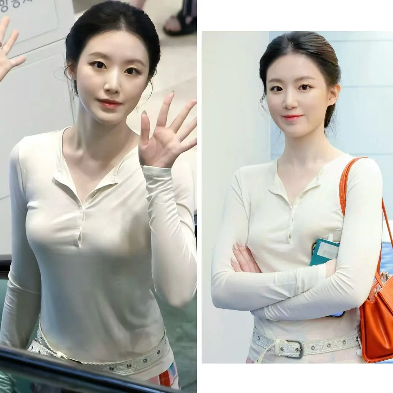 

Женская футболка Ele Sle с пуговицами и открытым воротником, облегающая, однотонная, слегка прозрачная, универсальная, базовый слой