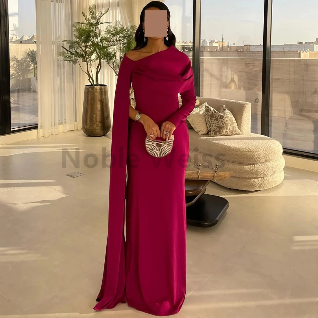

One Shoulder Satin Evening Dress Long Prom Gown for Women Customized
