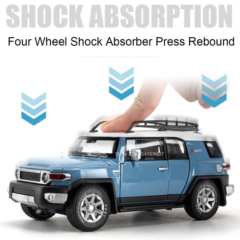 1:24 FJ Cruiser Miniature Model Toy Cars Alloy Diecast Off-road Vehicles Sound Light Doors Opened Pull Back Car Toys Kids Gifts
