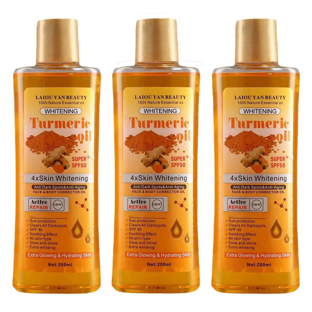 

3pcs Turmeric Essential Oil for Face & Body Anti Dark Spots Anti Aging 100% Natural Oil Skin Whitening and Hydrating 200ml*3