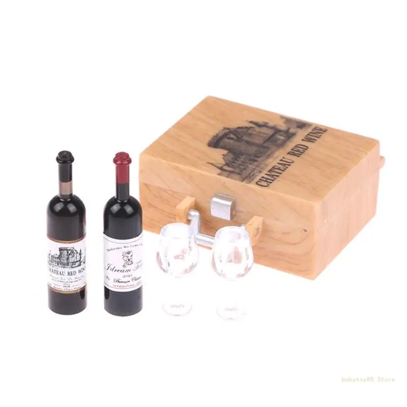 Y4UD – bouteilles vin pour maison poupée, cuisine, bouteille vin avec verres, cadeau