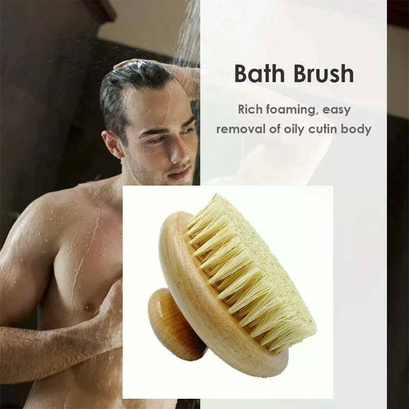 

Sisal Bristles Round Bath Shower Body Exfoliating Brush Natural Beech Wood Handle Dead Skin Remover Back Scrubber Massage Tool