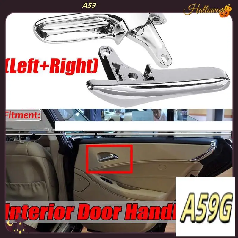 G9-2 PCS Inside Inner Door Handle Cover Trim Door-Pull Handle Silver ABS For Mercedes Benz E CLS Class S211 W211 W219 2003-2009
