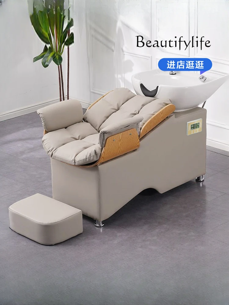 Barber shop: shampoo bed, semi-reclining with water heater, integrated flush bed, hairdresser