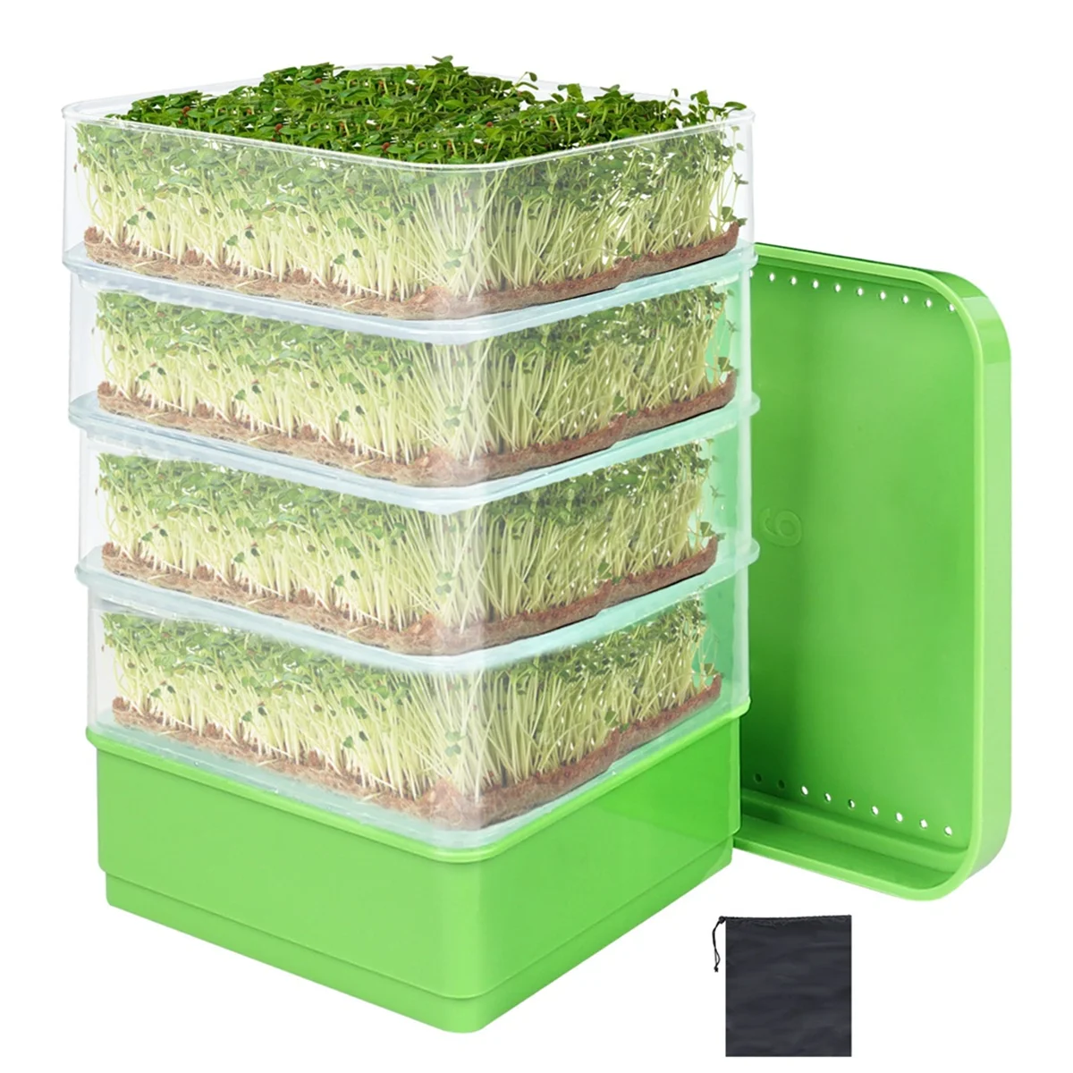 

Bean Seed Germination Kit, Micro-Green Plant Growing Tray, Drain Tray, Four-Tier Stackable Sprout Growing Kit