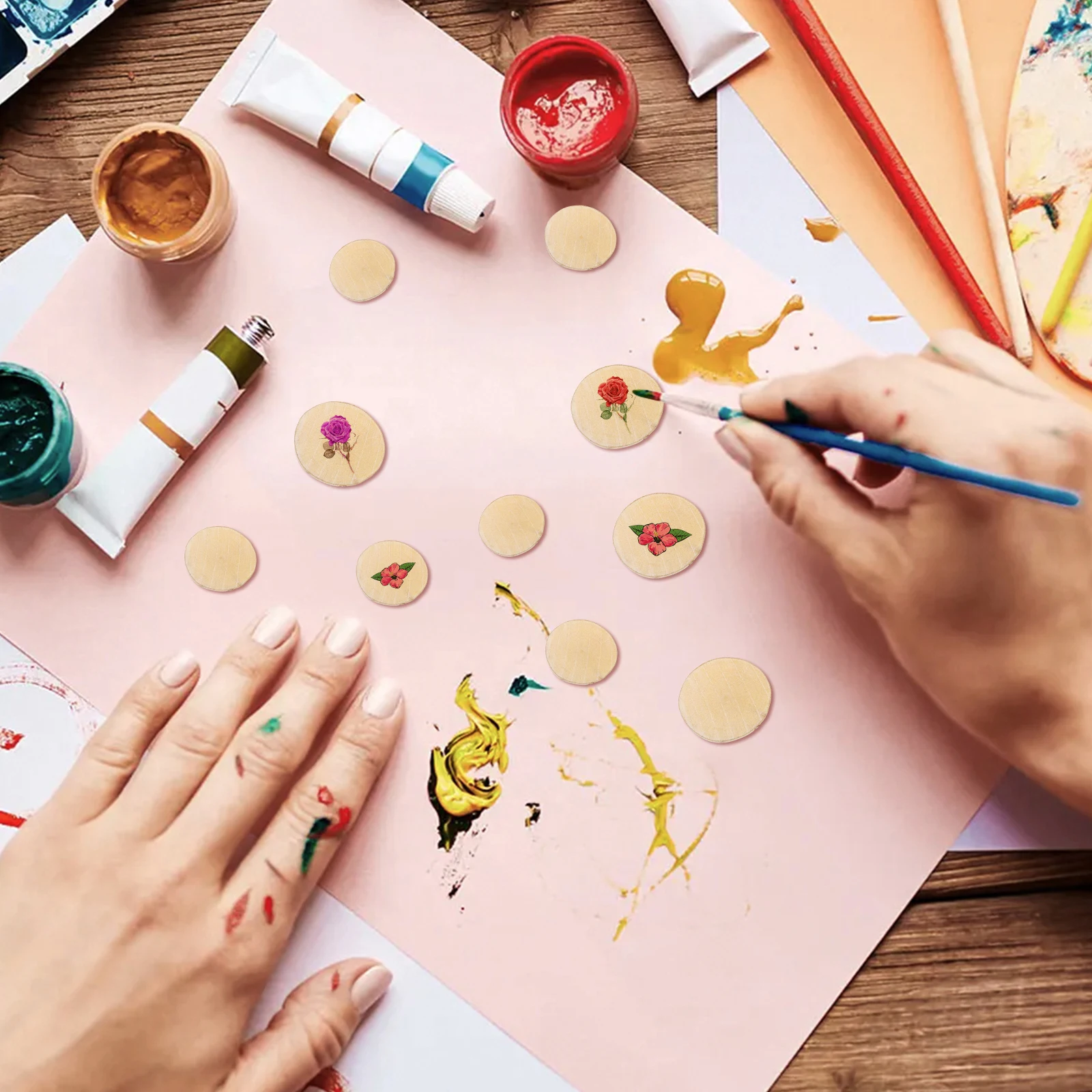 

Natural Log Slices Round Wood Discs for DIY Crafts Tree Rings Kids Art Projects Wooden Ornaments Craft Kit Home Decor Supplies