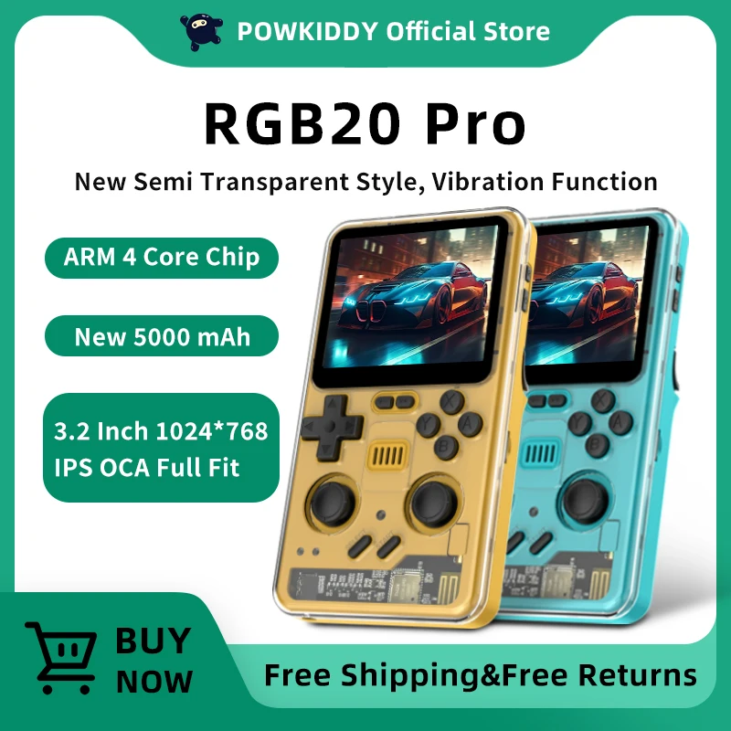 

POWKIDDY RGB20 PRO 3.2 Inch 1024*768 IPS Screen Retro Punk Style Handheld Game Console Vibration Function Children's Gifts