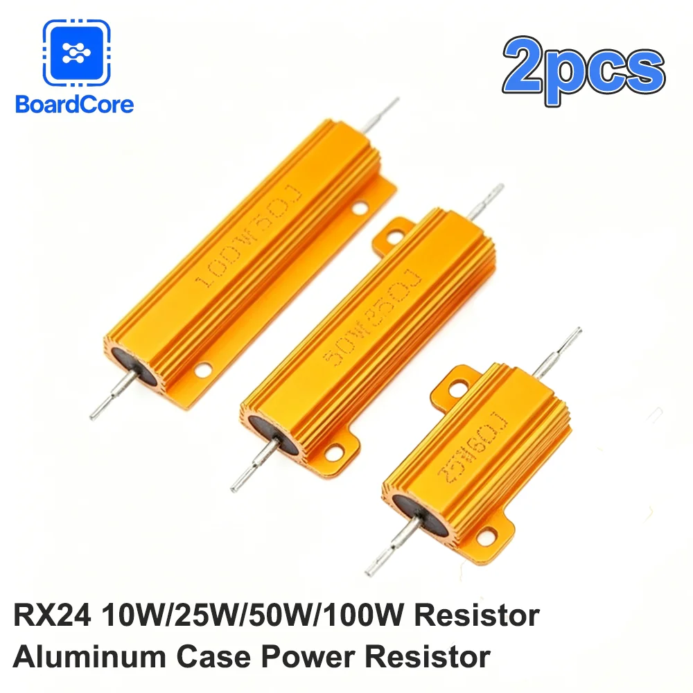 2PCS 100W Aluminum Wirewound Resistor 10W/25W/50W/100W 0.1Ω-1kΩ Metal Shell Case Load Resistor ±5% Tolerance