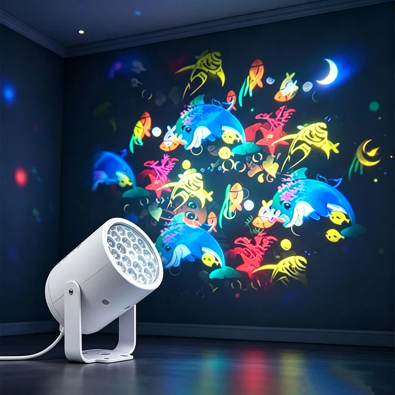 Colorful Pattern Ocean World LED Projector Light, Rotating Dancing Kids Lamp for Bedroom Living Room Christmas