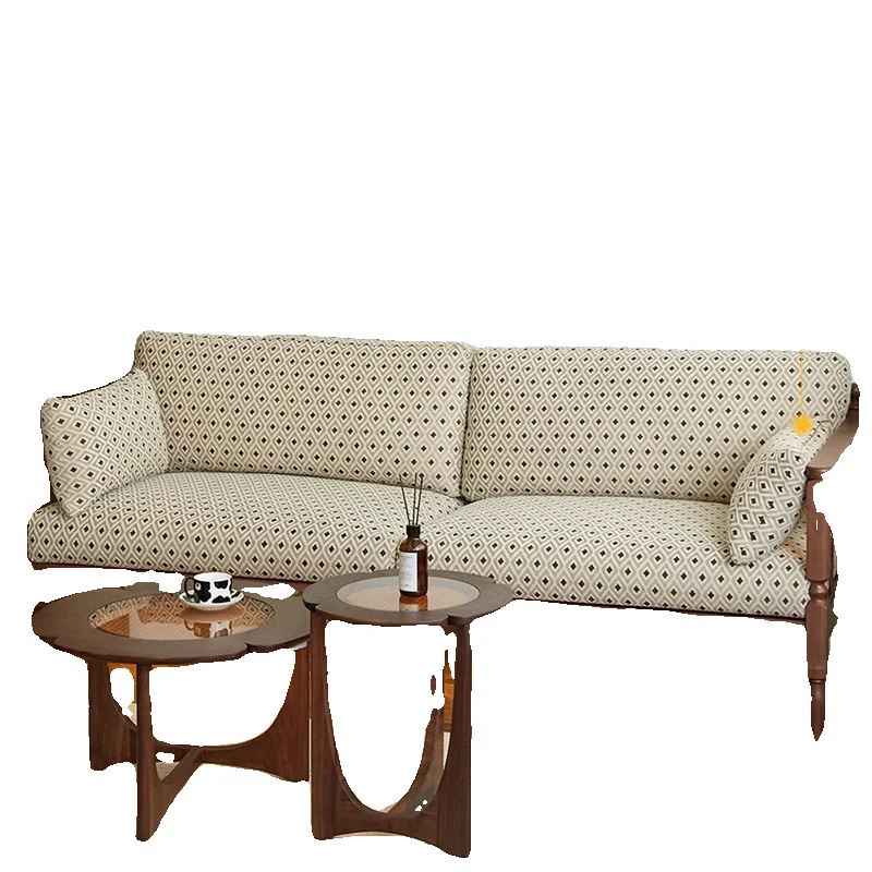 

Dovetail sofa, Nordic black walnut solid wood, double triple living room combination country sofa