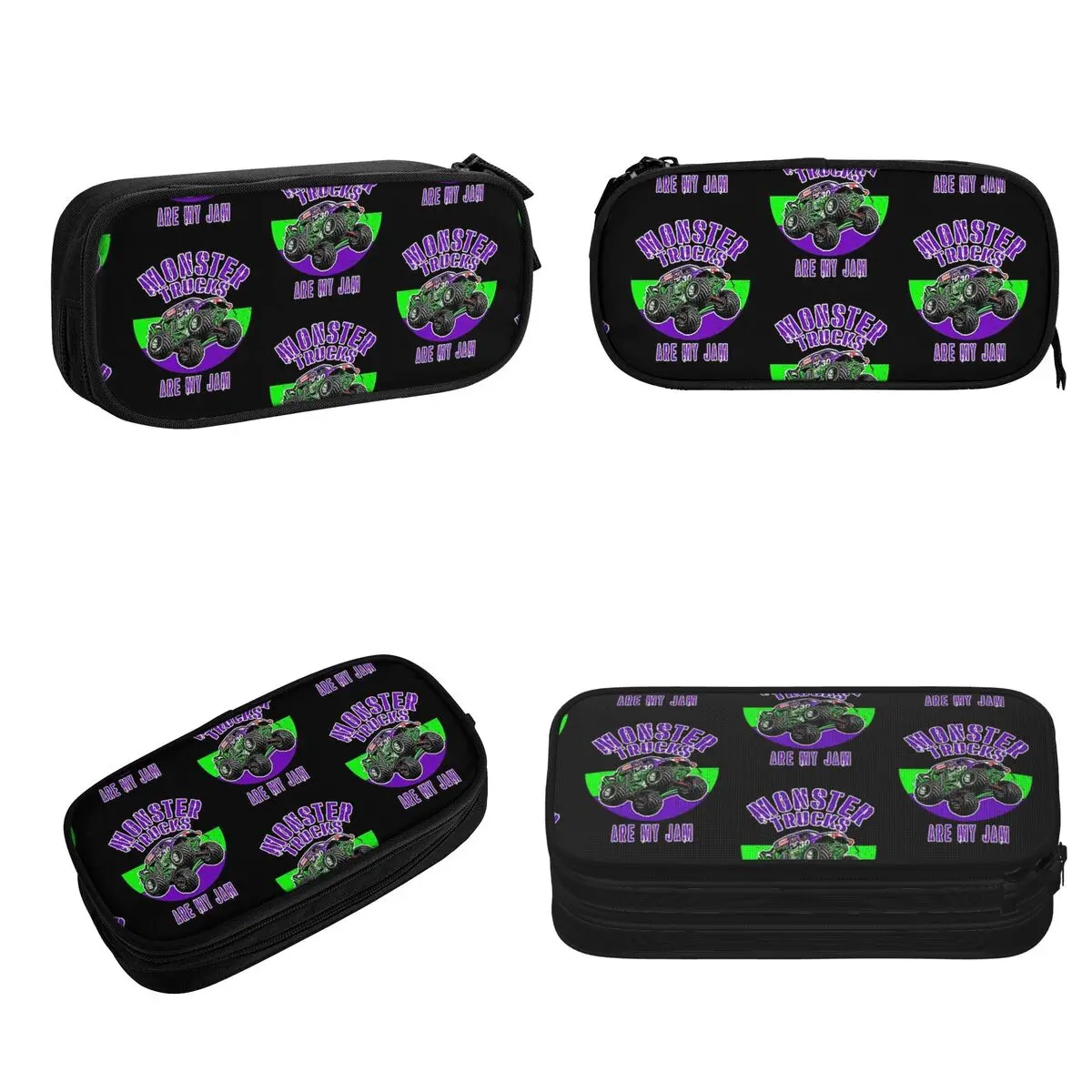 Monster Truck Are My Jam Grave Digger Pencil Cases Large Storage Pen Bags Pen Box Pencil Pouch For Stationery School Office